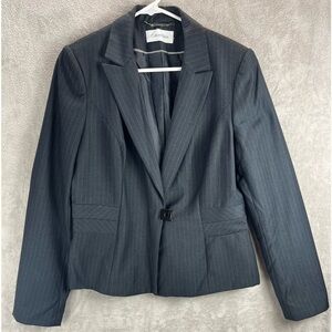 CALVIN KLEIN Blazer Jacket Black Striped Medium